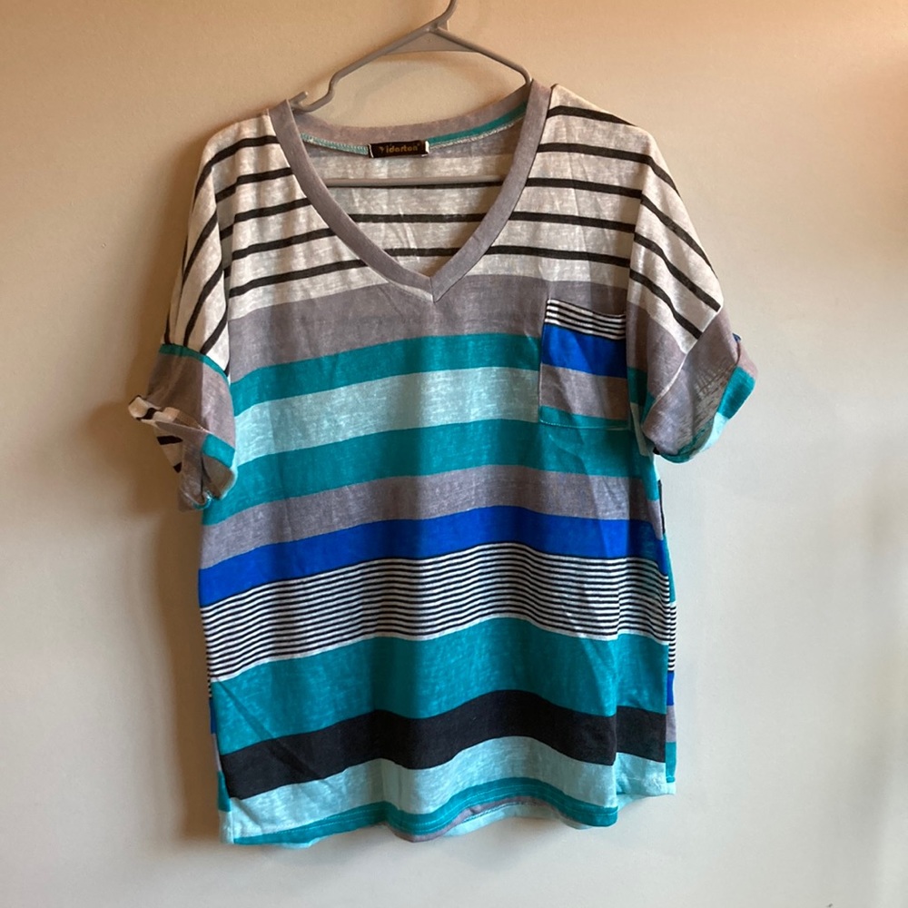 Super cute striped tshirt with roll cuff sleeves